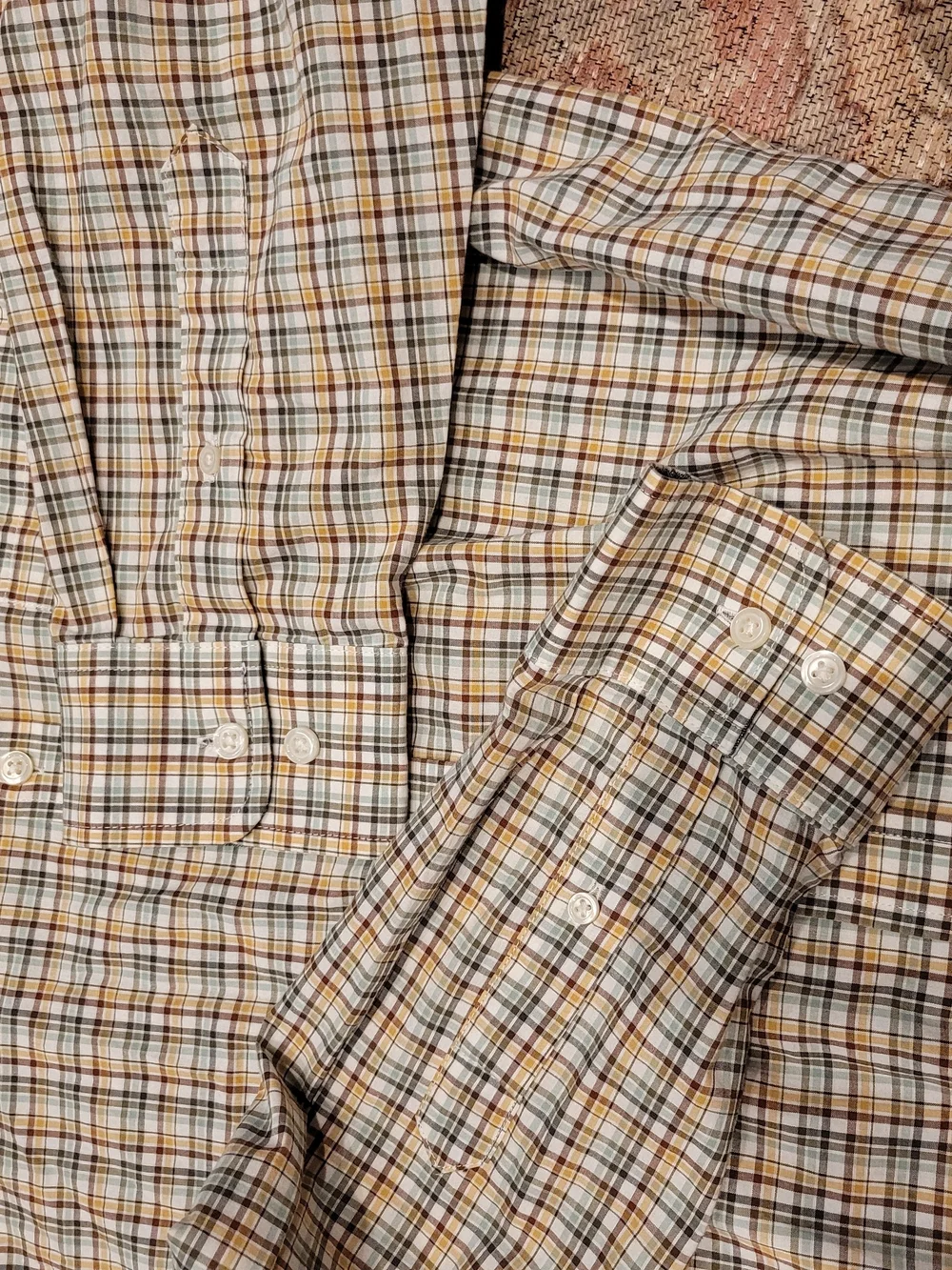Banana Republic Men's Beige Plaid Dress Shirt